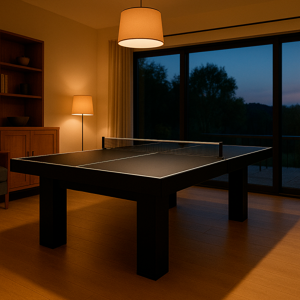 Mesa de pool multifunción convertida a mesa de ping pong